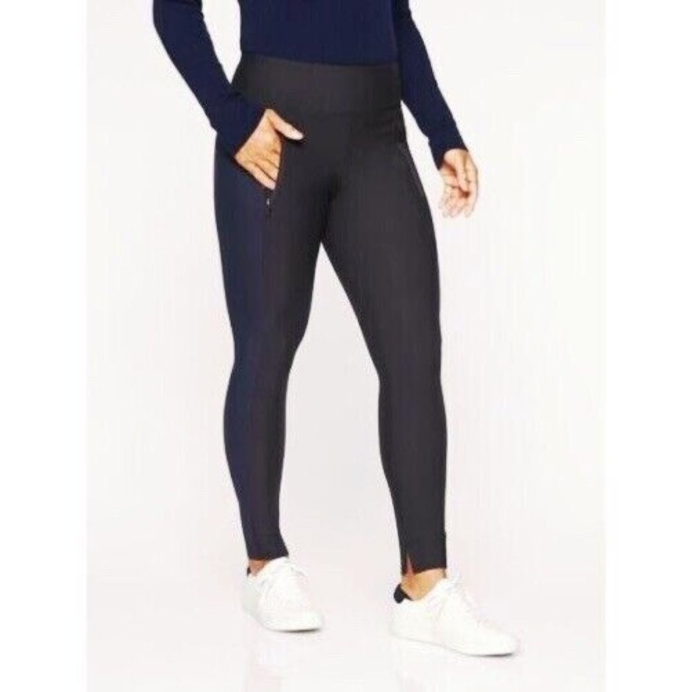 Athleta Stellar Tights Zip Pockets Pants Blue Black Women's SP Small Petite